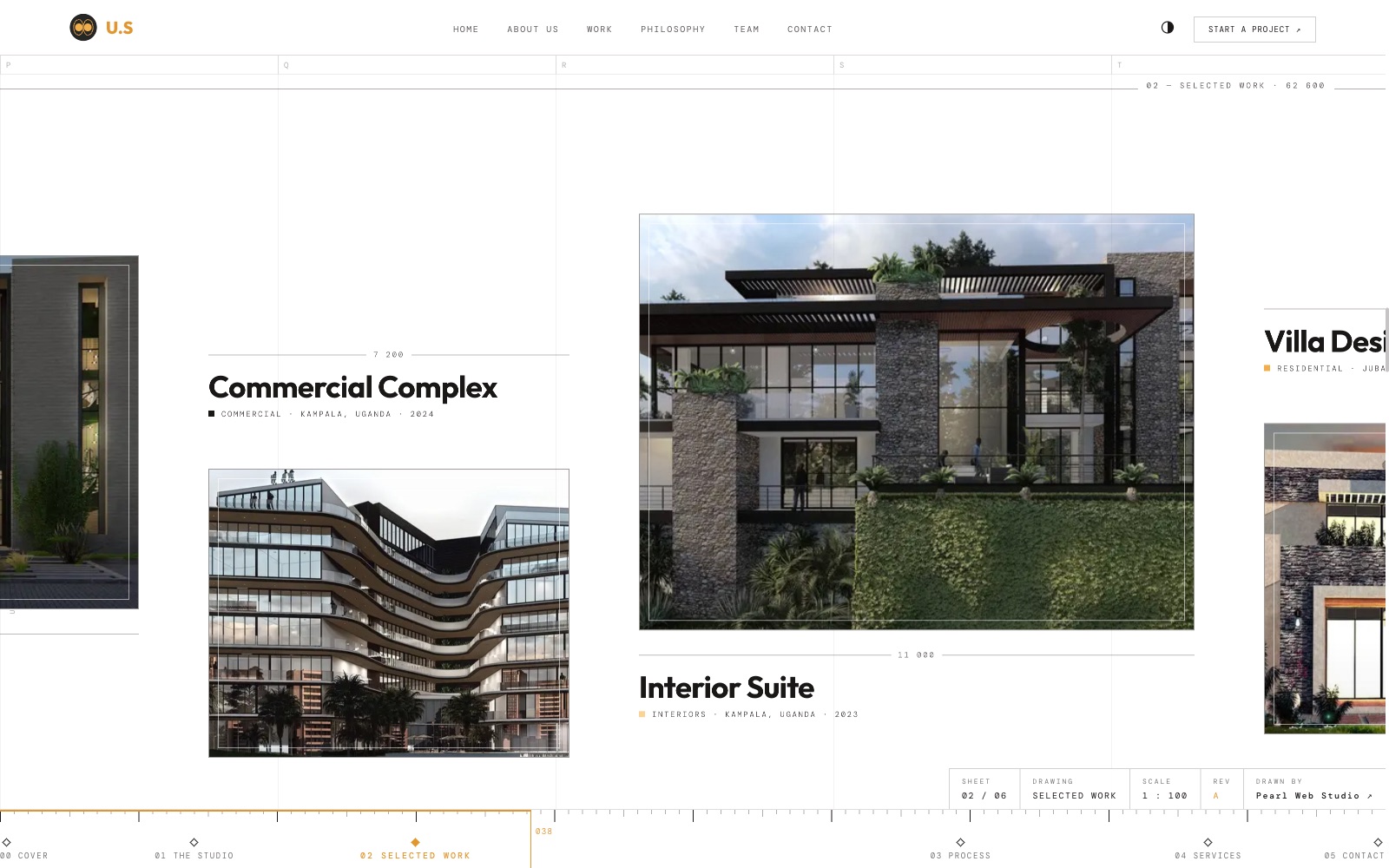 Selected work sheet with building elevations